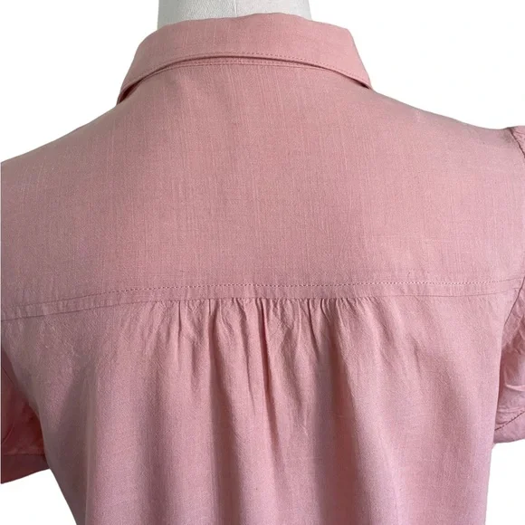 PRINCESS HIGHWAY Sz8 Peach puff sleeve button down collared top - Picture 5 of 10